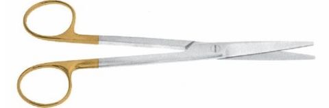 Ножиці Мейо, прямі, ТВС з покриттям ручок карбідом титана (жовтого або черного кольору), плоскі леза, 140 мм тип Супер Кат RAJ IMPEX 04-638.1